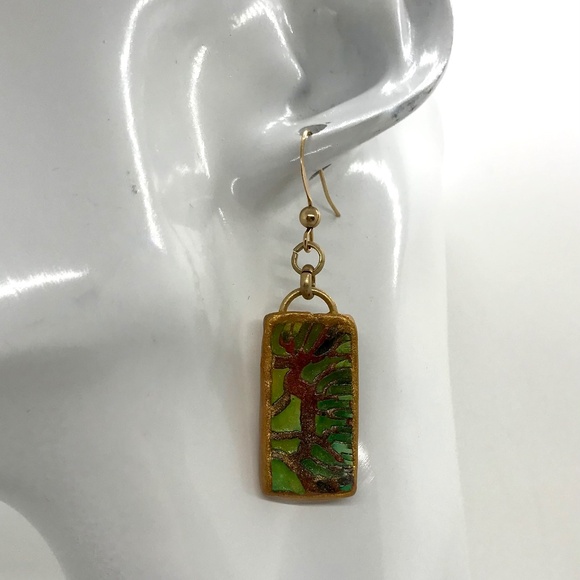 Polymer Clay Crackle effect  Hand Formed Earrings - Picture 2 of 2